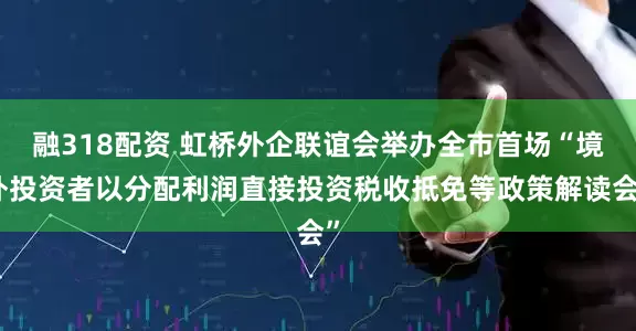 融318配资 虹桥外企联谊会举办全市首场“境外投资者以分配利润直接投资税收抵免等政策解读会”