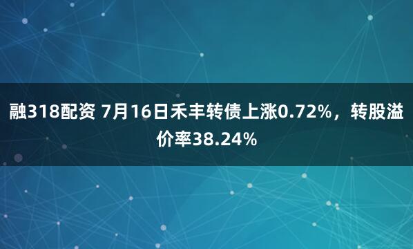 融318配资 7月16日禾丰转债上涨0.72%，转股溢价率38.24%